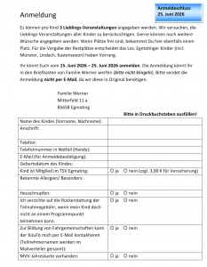 Anmeldung Ferienprogramm2026